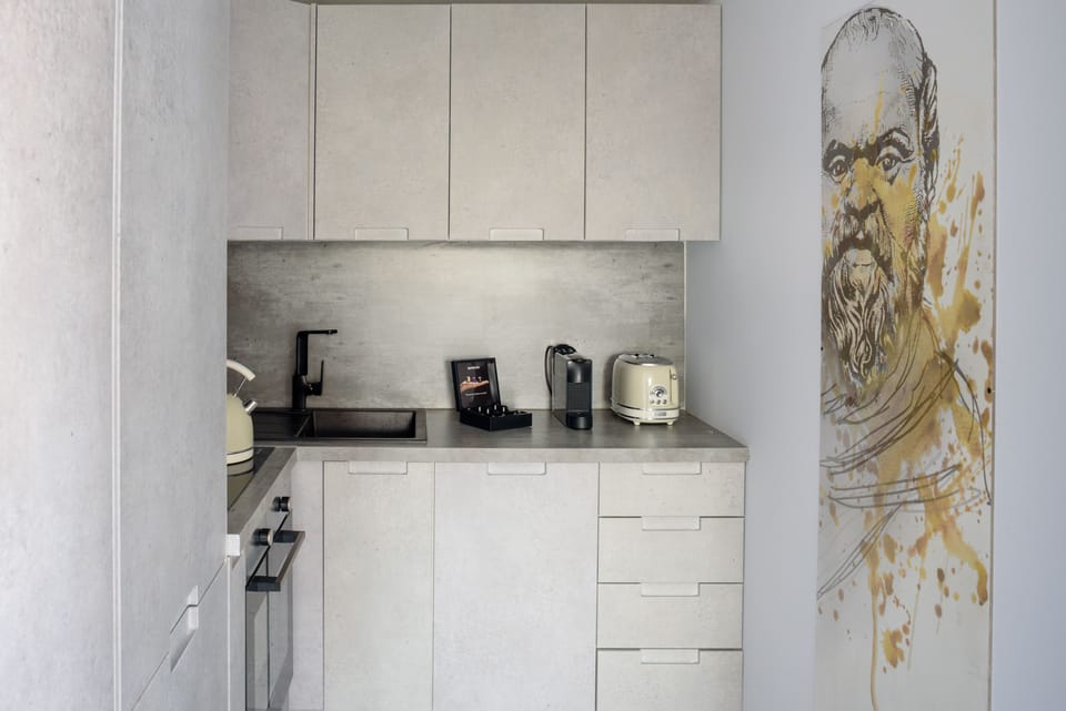 Senior Apartment | Private kitchen | Fridge, oven, stovetop, coffee/tea maker