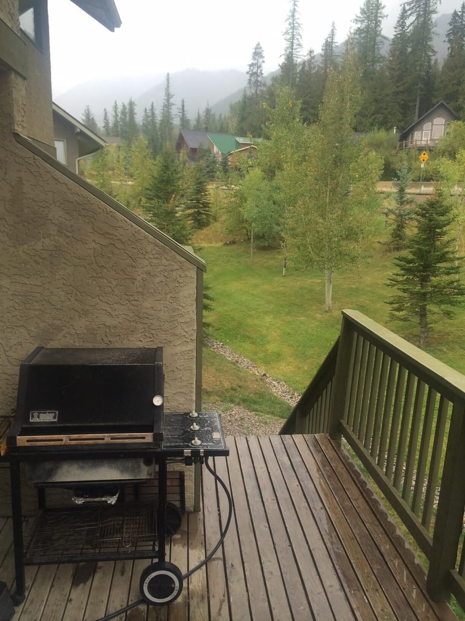Gas BBQ on deck off kitchen.