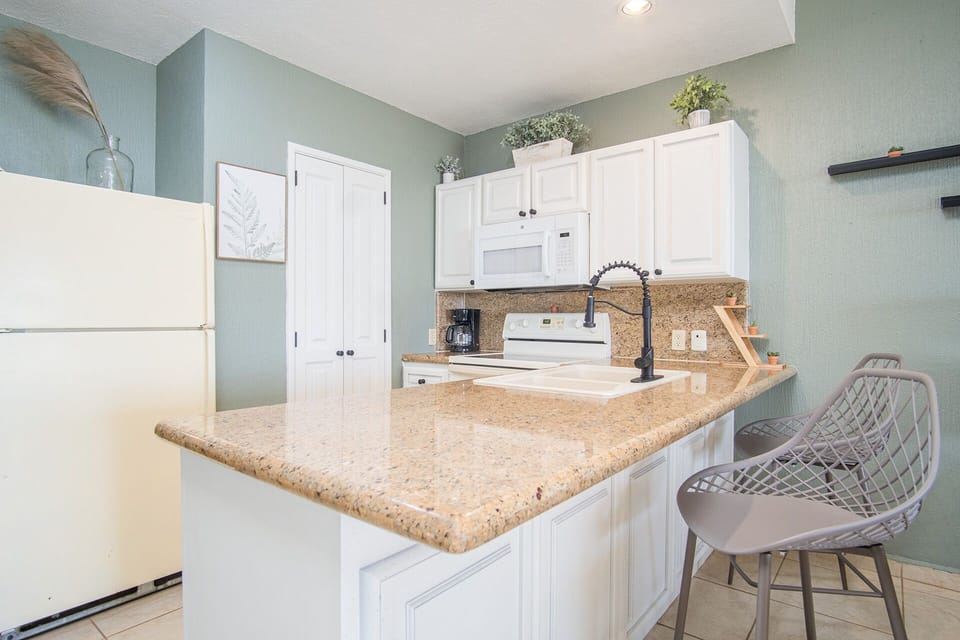 kitchen counter and chairs