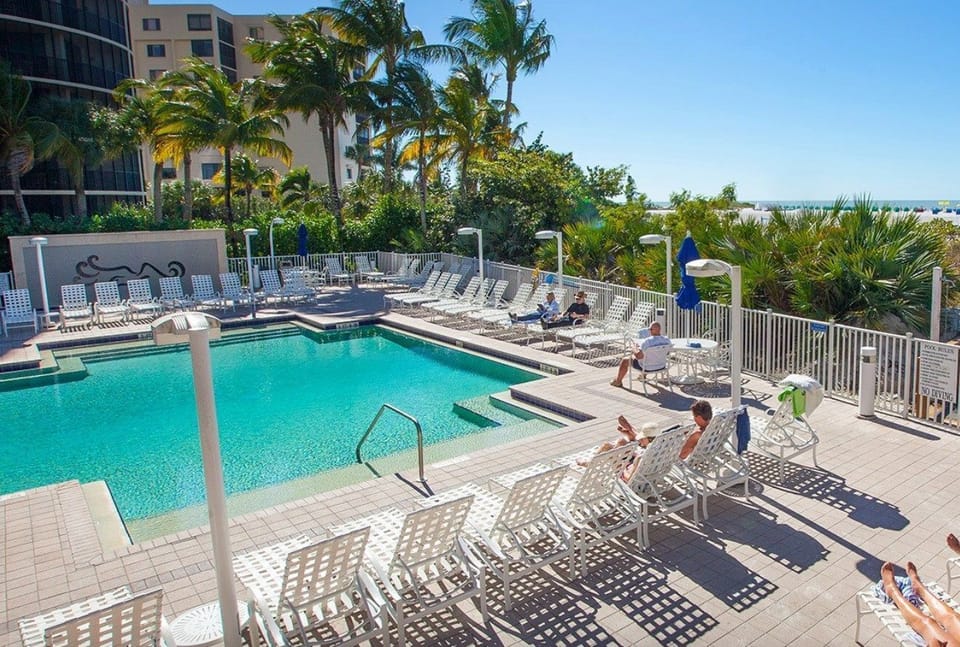 Dive into the heated outdoor pool after a great day.