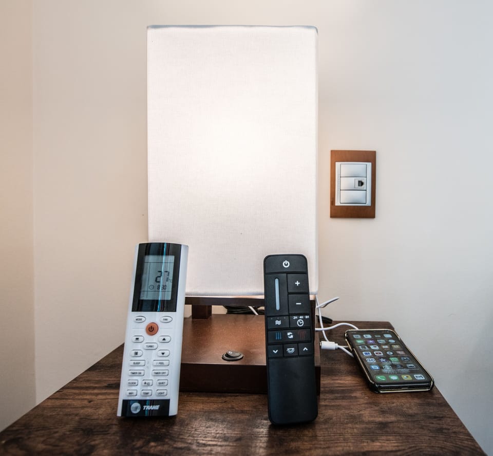 USB charging lamp and remotes to AC and Fan
