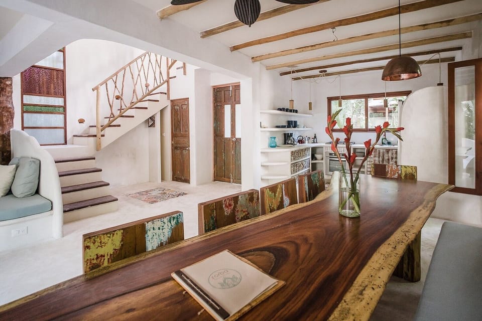 living room and dining area