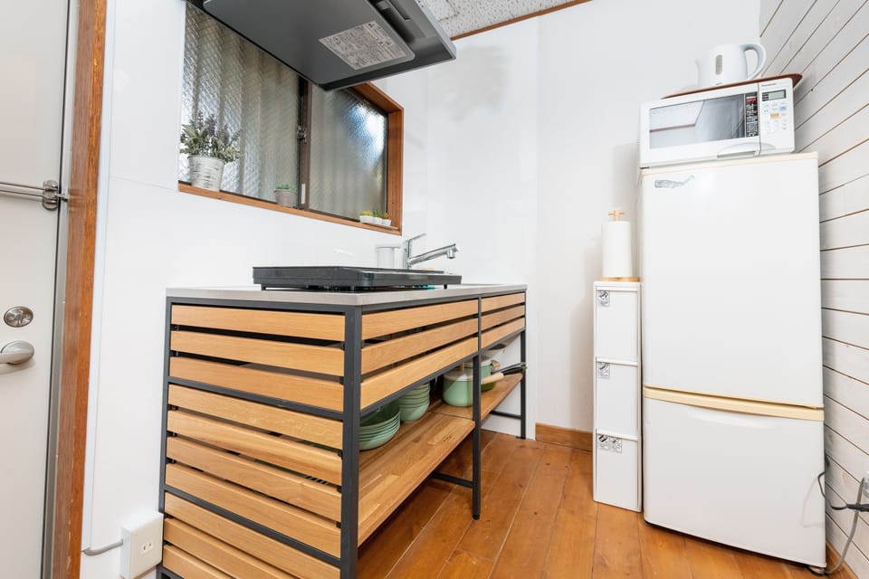 Apartment | Private kitchen | Fridge, microwave, stovetop, electric kettle