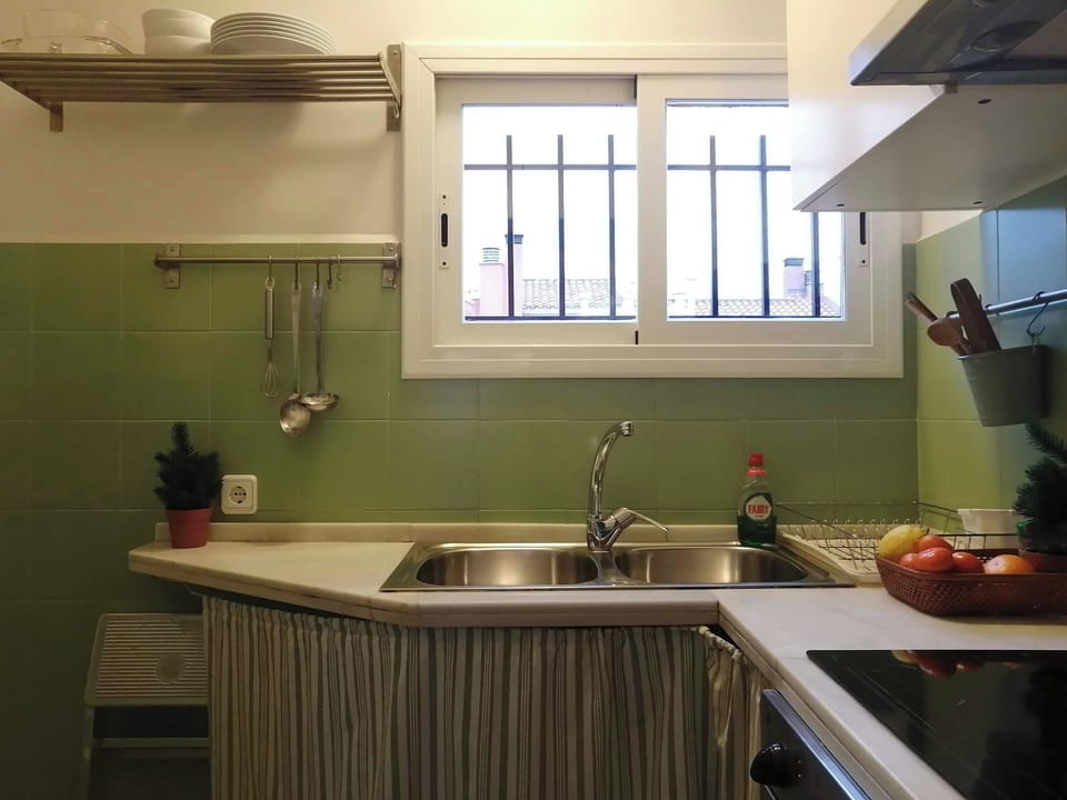 Spacious kitchen with induction plaque and microwave