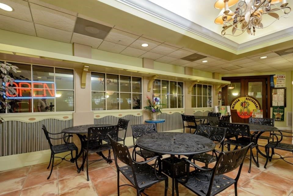 Mexican restaurant on first floor
