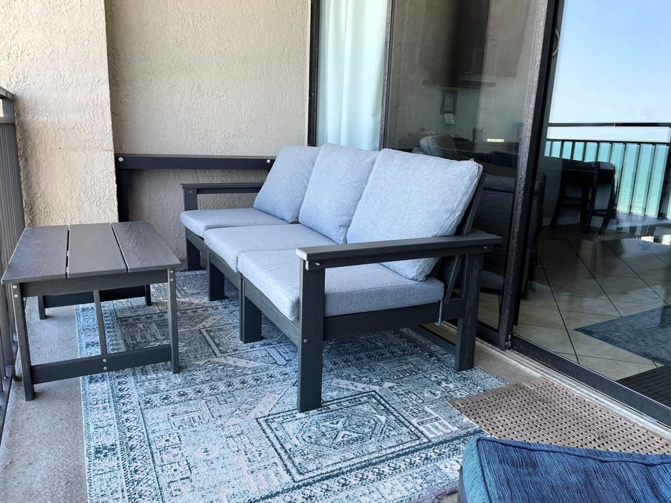 Balcony sofa, perfect for listening to the waves, reading and napping