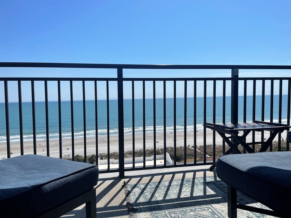 Great view from the balcony.  See and hear the waves crashing.