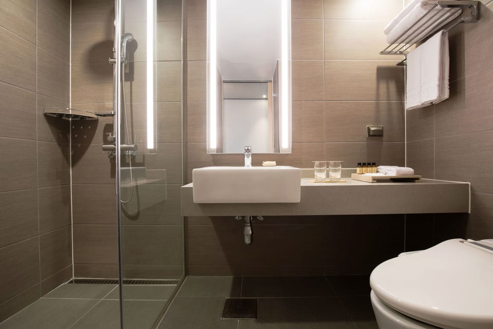 Hair dryer, bathrobes, slippers, bidet