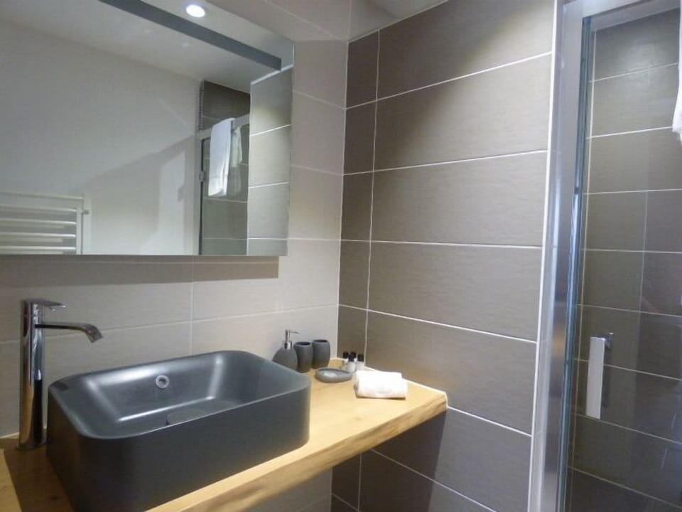 Chambre double Classique avec Mezzanine, Salle de bain attenante, vue Jardin (LES VIGNES) | Bathroom | Shower, free toiletries, hair dryer, towels