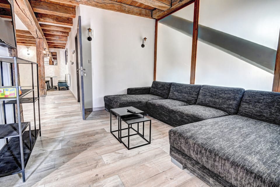 Apartment, Roll-in Shower | Living area | 24-inch TV with cable channels