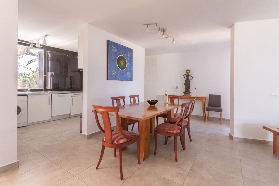 Dining table in the living room area