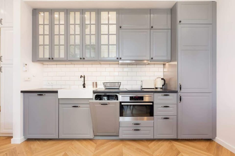 Kitchen of Starowiślna 54/21 with oven and dishwasher