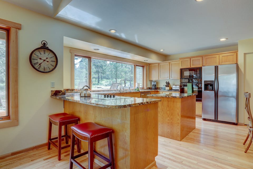 Counter stools at the kitchen counter.