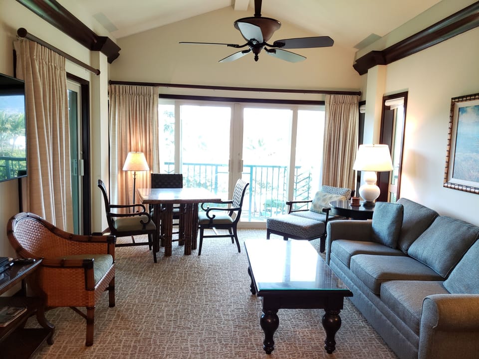 Living room with Cathedral Ceiling with Queen pullout sofa