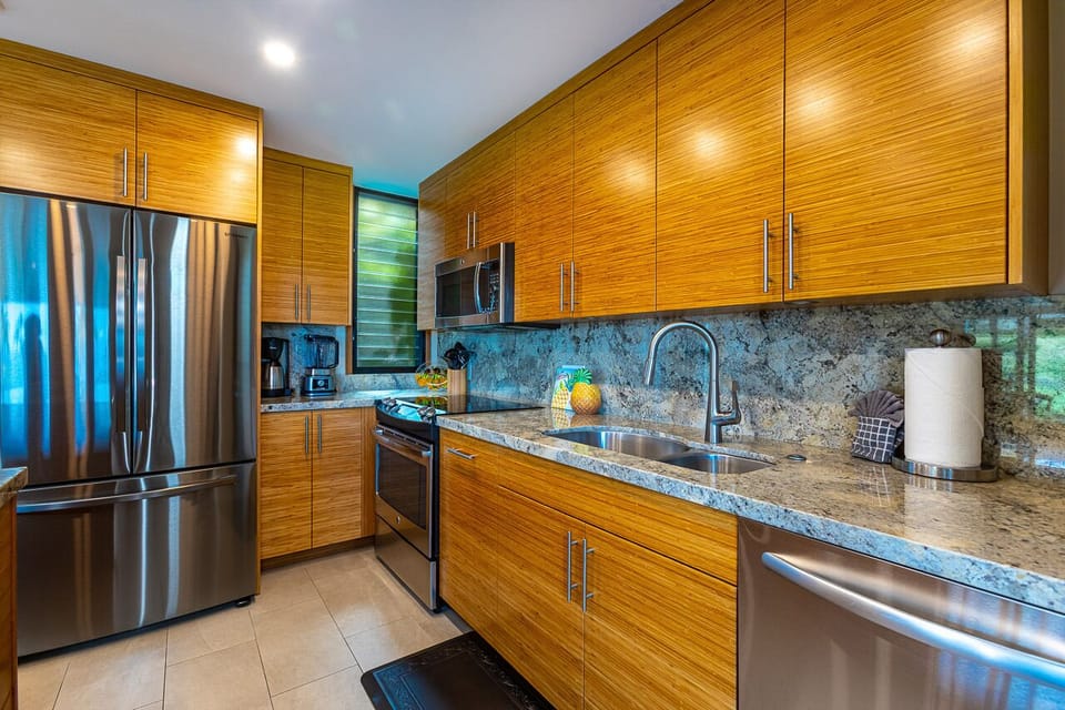 The kitchen is equipped with everything you need to prep a meal