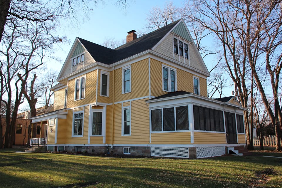 Welcome to the Clausen House!  It is situated on a large corner lot. 