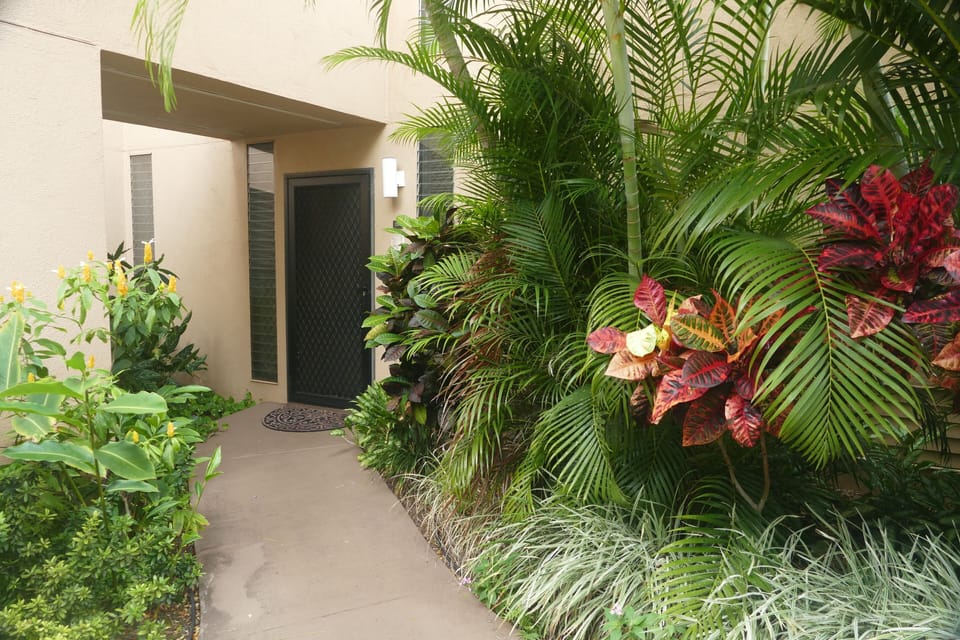 Lush Tropical Courtyard Entry, Keyless Entry with Digital Code