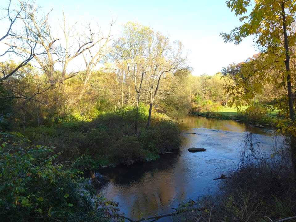 Spring Creek seen from the back deck of the home.