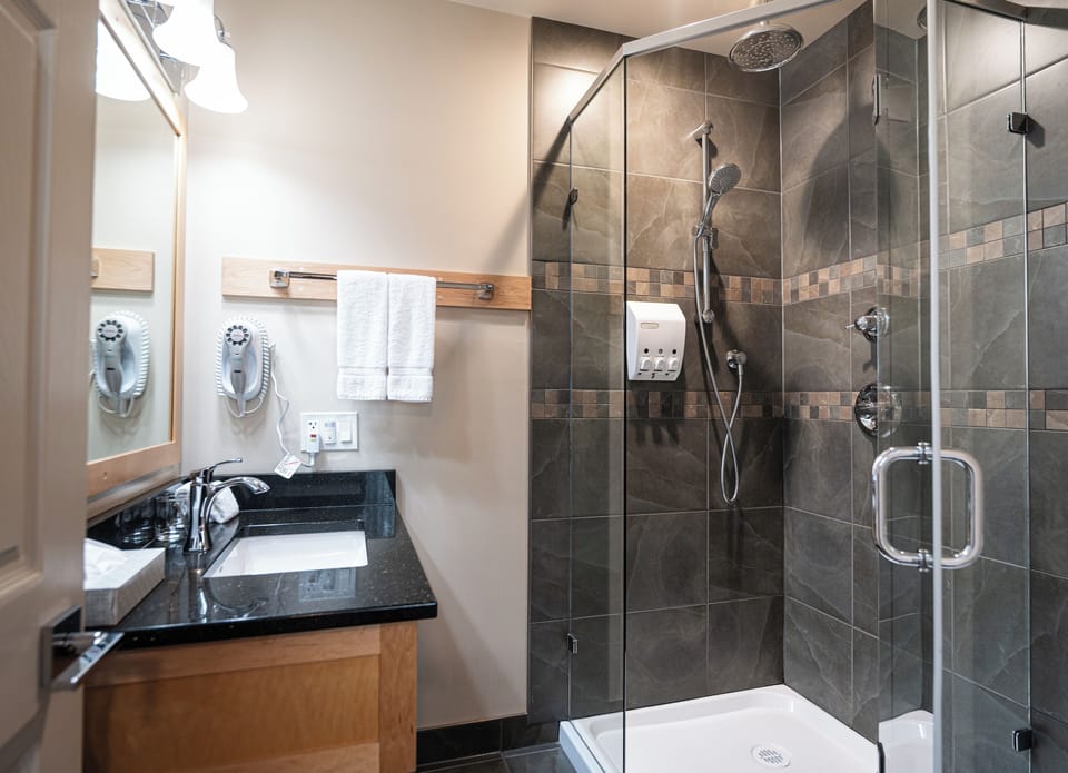 Deluxe Room, 1 Queen Bed, Non Smoking | Bathroom | Combined shower/tub, hair dryer, towels, soap