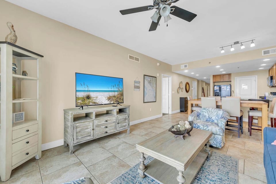 Wind down with a movie on the large flat-screen TV