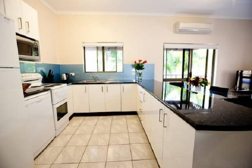 The kitchen is spacious  and well equipped 