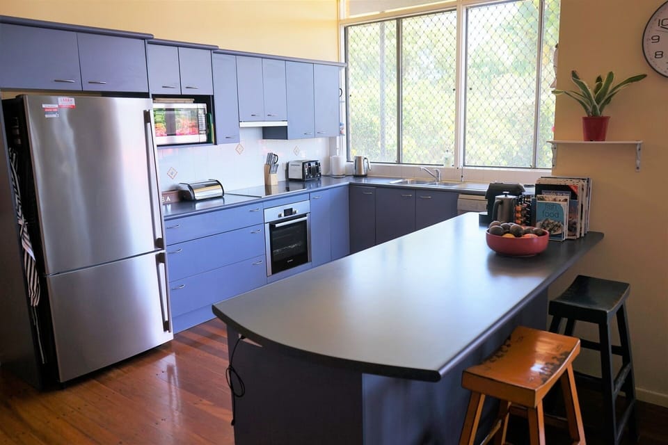 Our kitchen has modern appliances and lots of benchspace