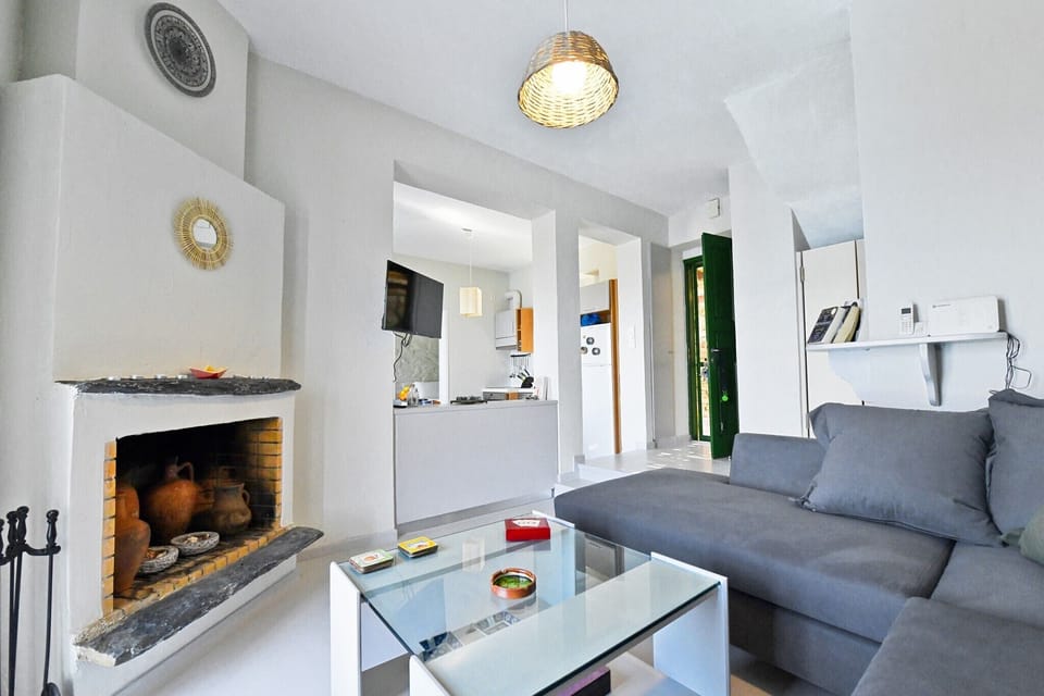 The living area and the kitchen