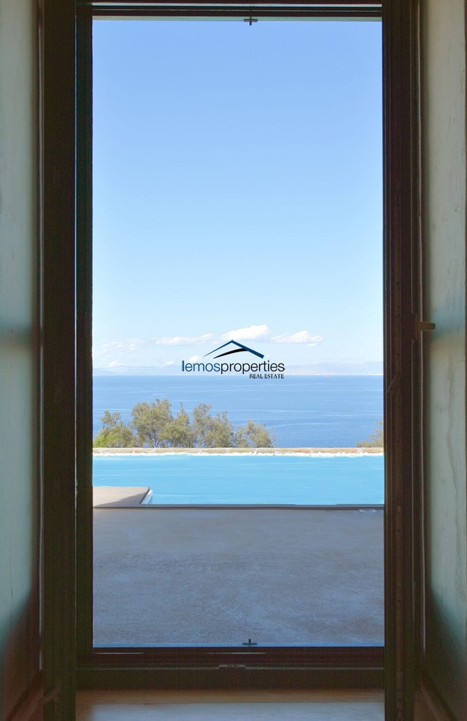 The view from inside the villa