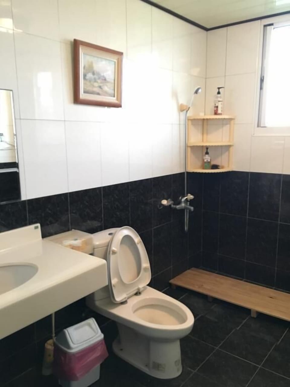 Shower, free toiletries, hair dryer, slippers