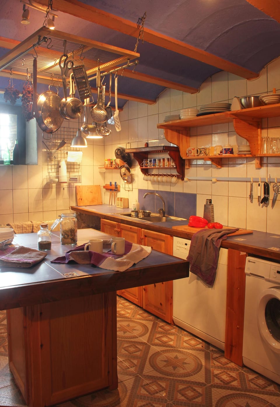 The kitchen has plenty of space to cook and it becomes an event.