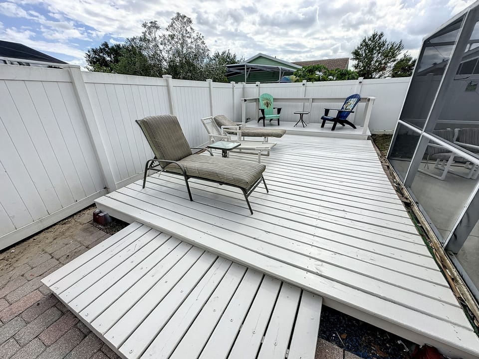 South facing pool with a relaxing sun deck