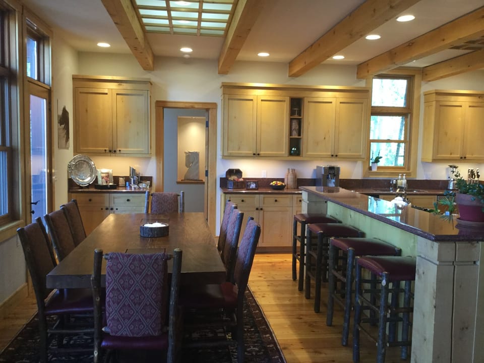 dining table and breakfast bar