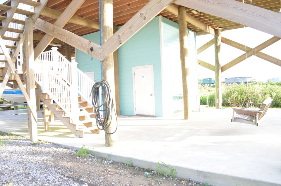 A wonderful place to clean fish, boil crabs, visit with friends or family.