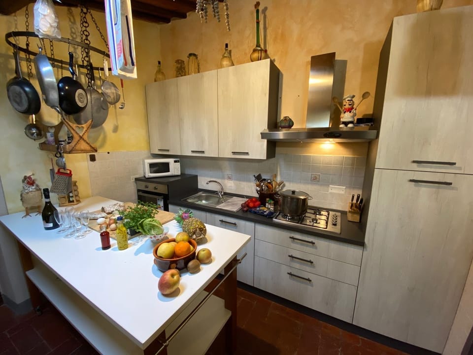 very well equipped built-in kitchen 