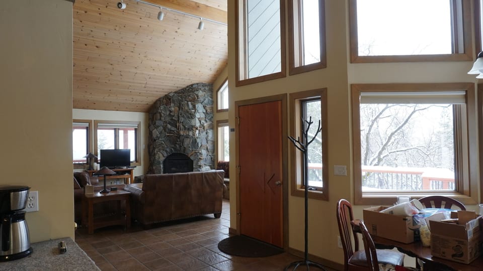 Looking into the living room from the dining area