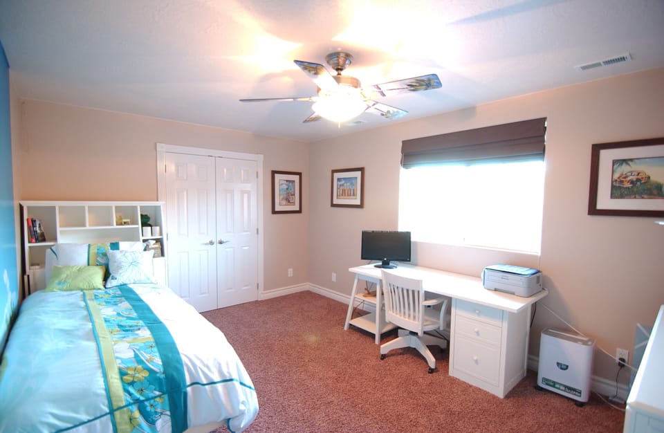 Walk-in closet with plenty of closet space and drawers.