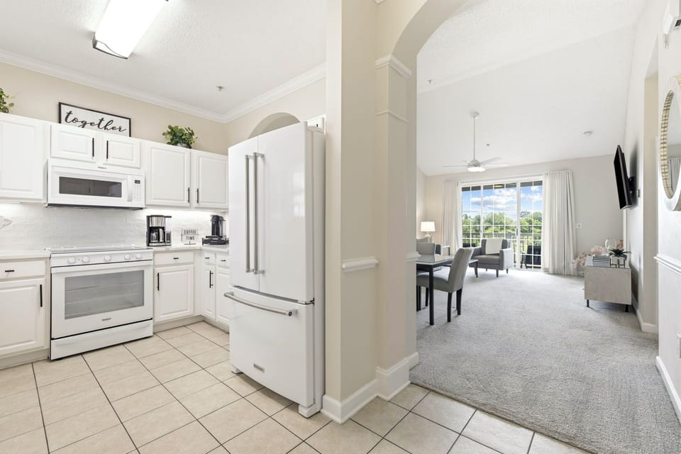Kitchen opens directly into the living area