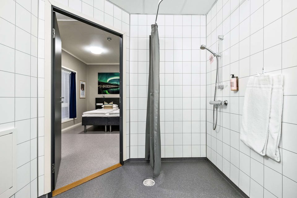 Shower, eco-friendly toiletries, hair dryer, towels