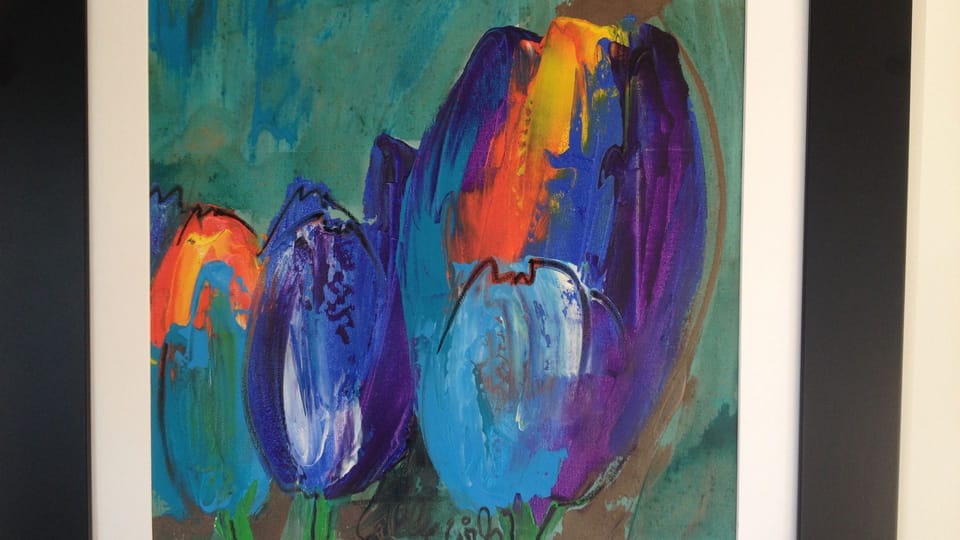 Some of our art - tulips at Poppy's!