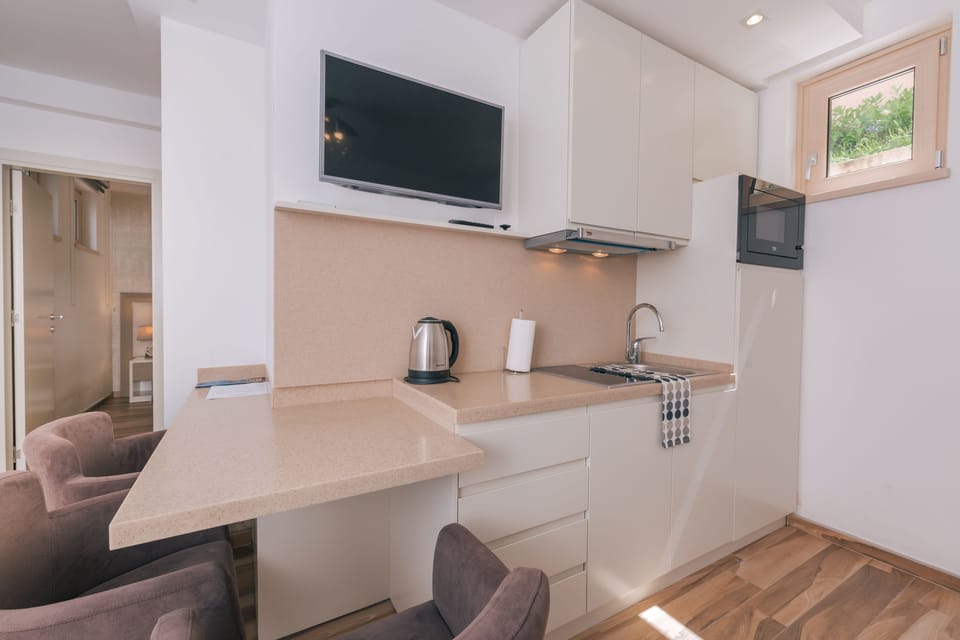 Deluxe Apartment, Terrace | Private kitchenette | Fridge, microwave, stovetop, coffee/tea maker