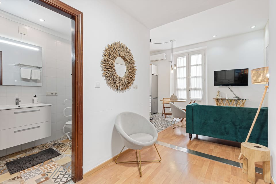 Bathroom with living room area