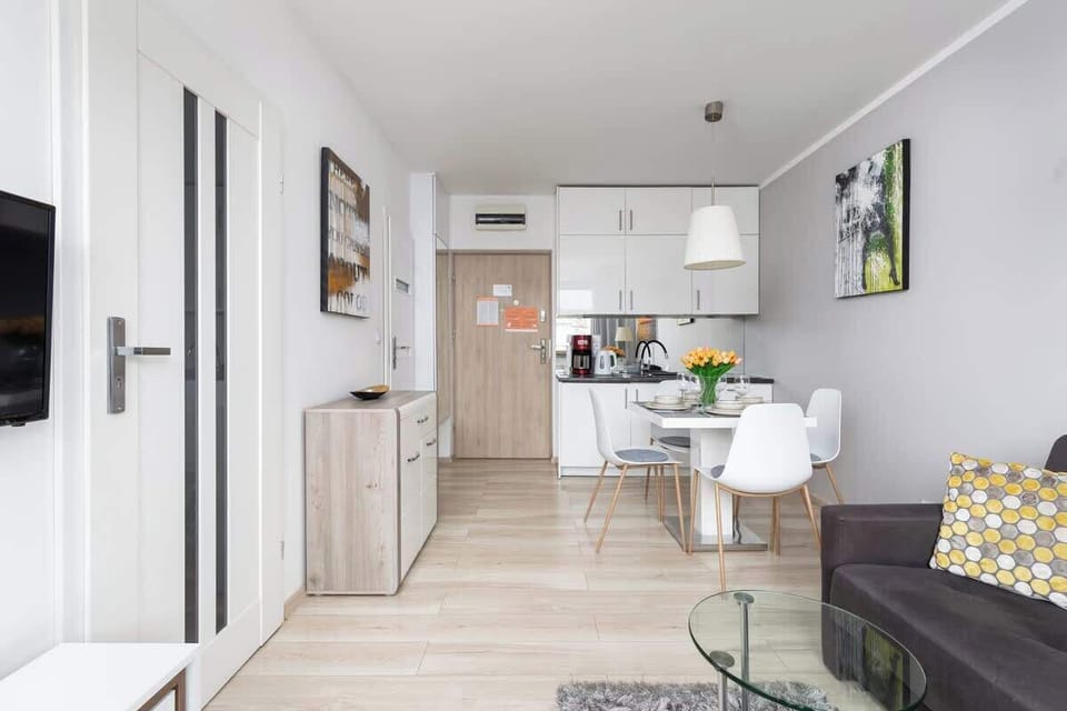 A full view of a small but well-designed kitchen with an open layout and modern appliances.