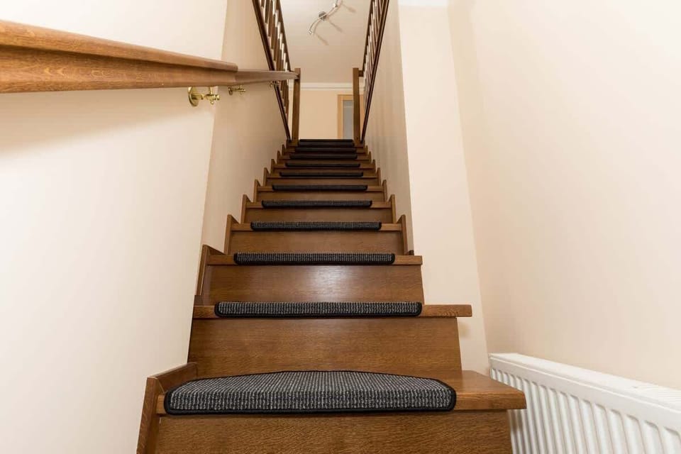 Wooden staircase.