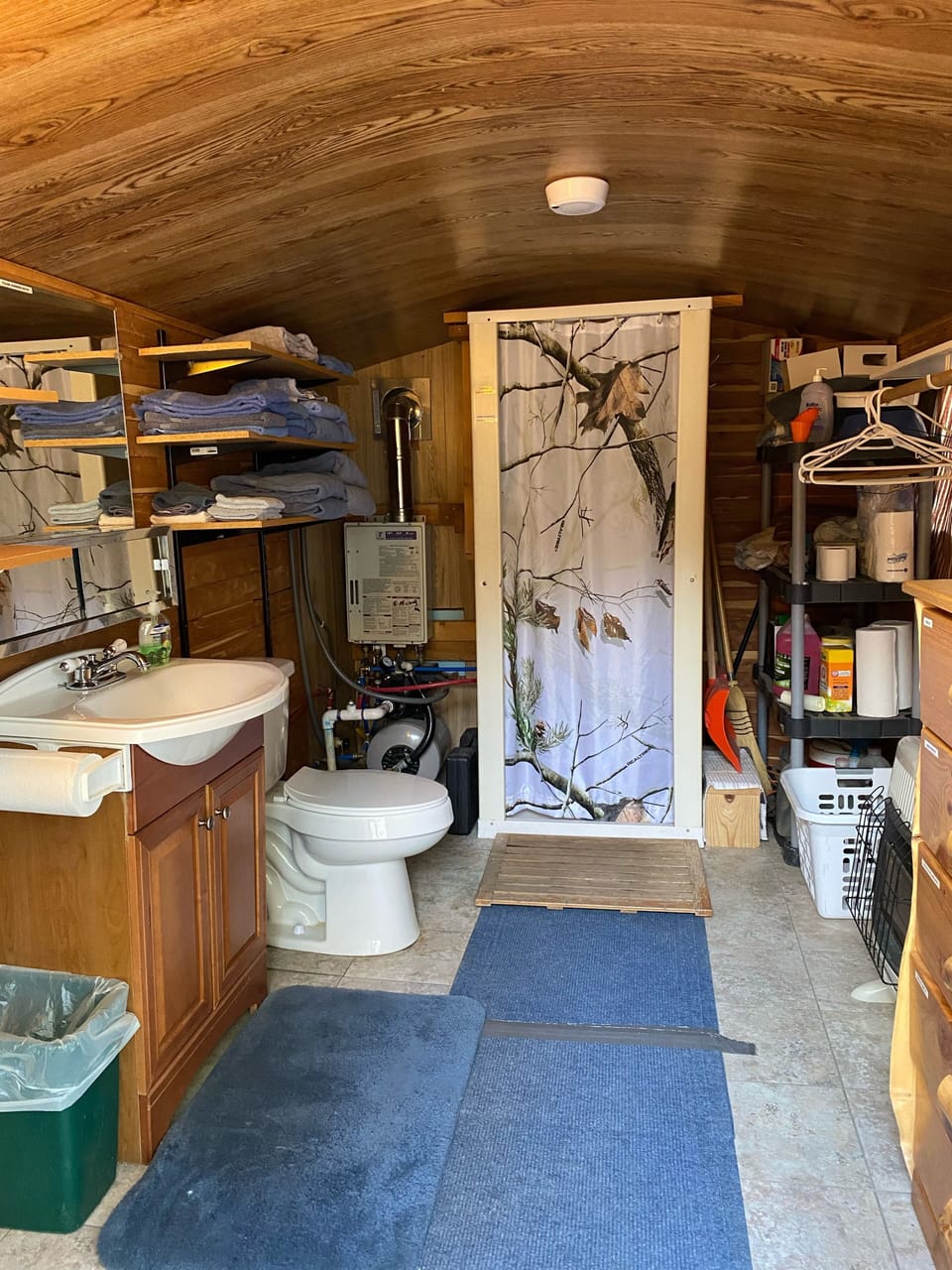 View Inside 8x10 detached bath house, 
Sink, toilet and shower.