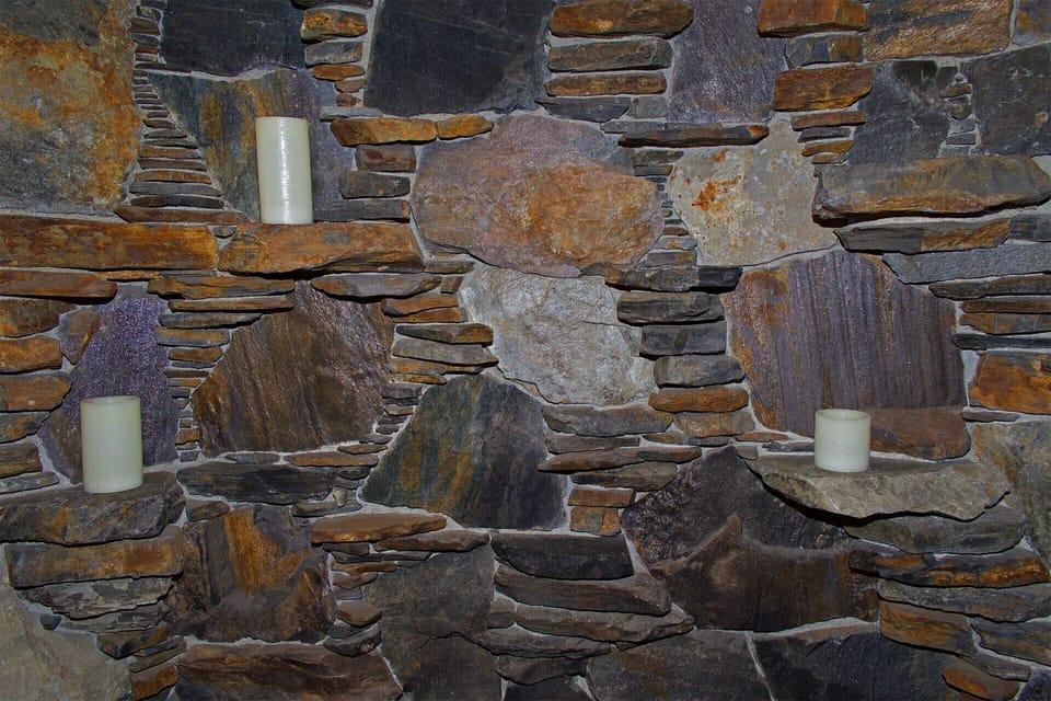 Rock art on fireplace