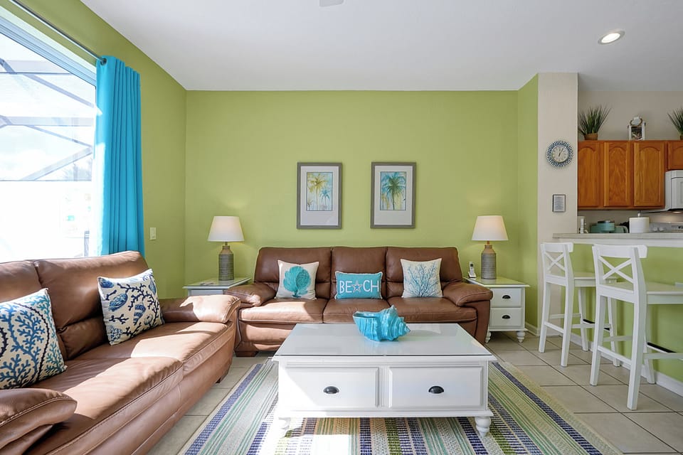 Relax and enjoy the super comfortable leather couches!