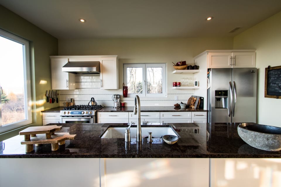 Spacious kitchen with a view