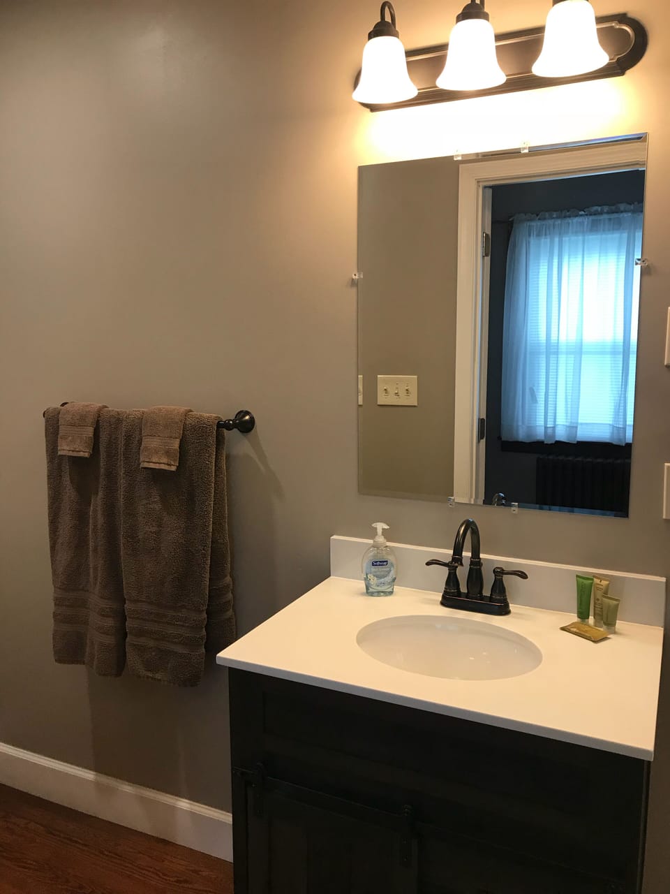 Bathroom with stand up shower main level