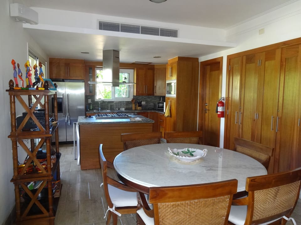 Dining table and kitchen
