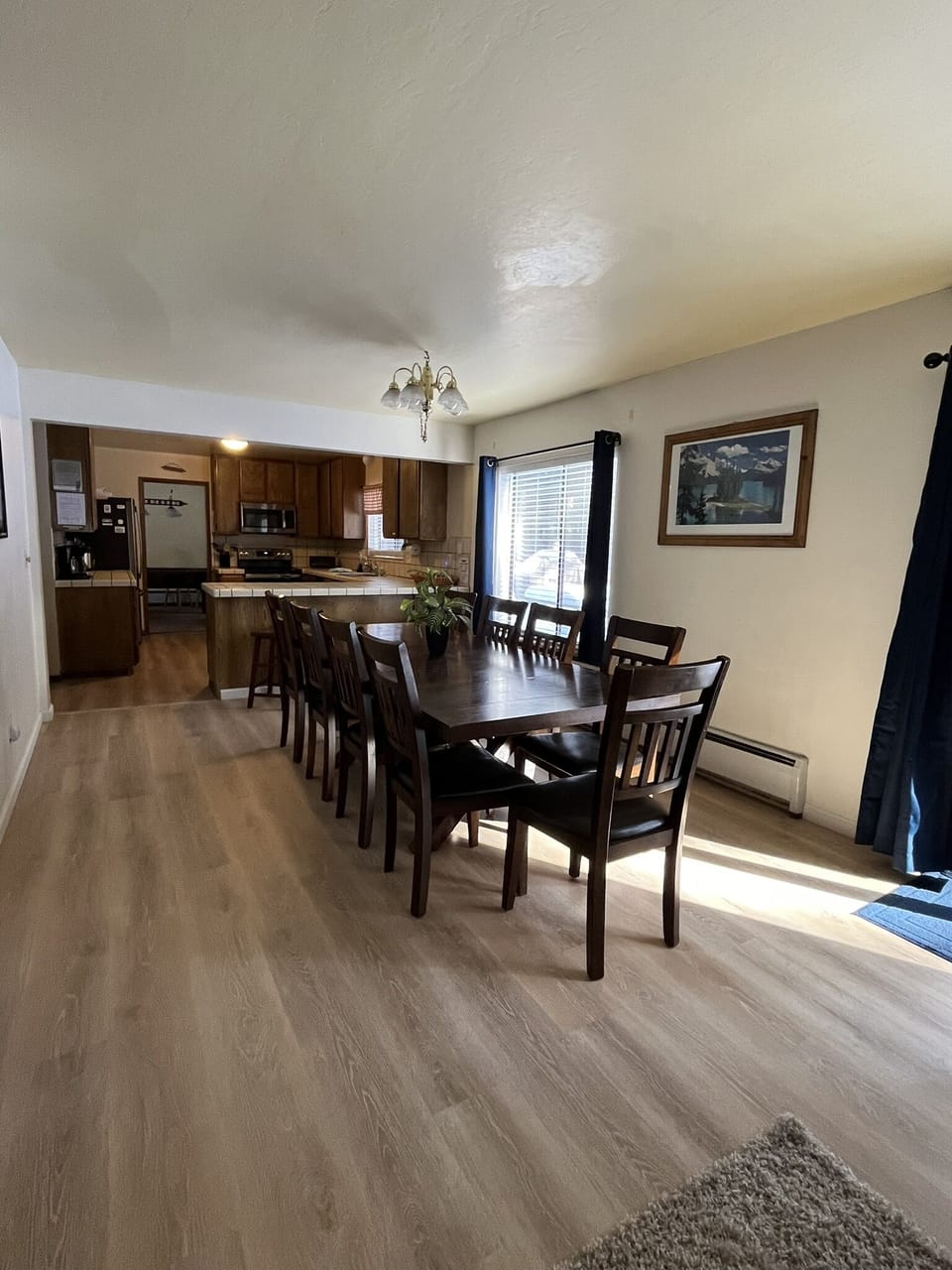 View from family room toward kitchen